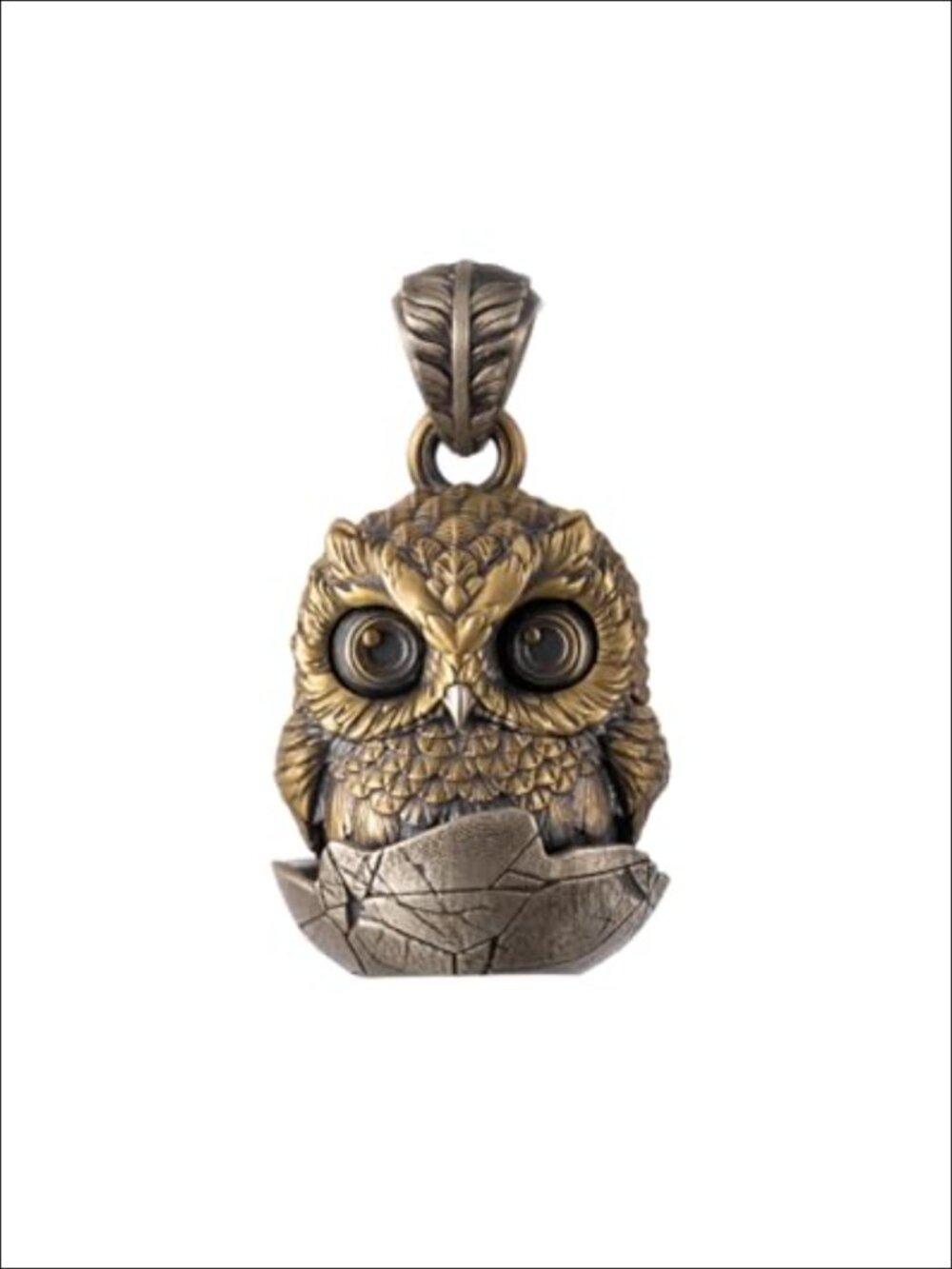 Owl Fidget Pendant Necklace Charm Interactive Blinking Jewelry White Bronze
